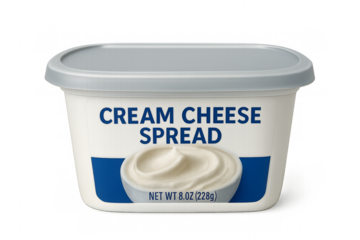 Cream cheese spread packaging isolated on transparent background