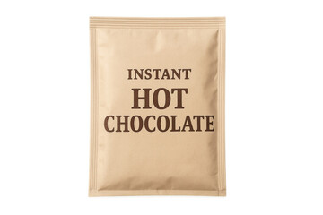 Instant hot chocolate packaging mockup with transparent background