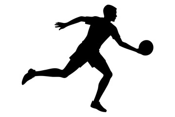 Fototapeta premium Dynamic Player Running in Motion Kicking Ball – Vector Silhouette Illustration