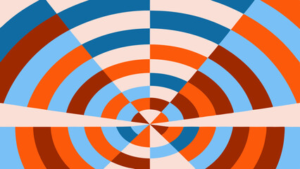 Concentric circles and geometric patterns in warm and cool colors
