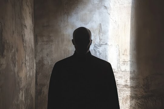 Mysterious priest silhouette with no face