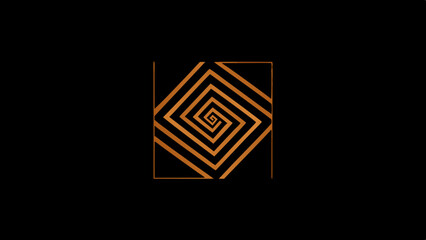 Abstract geometric spiral pattern with copper lines on a black background