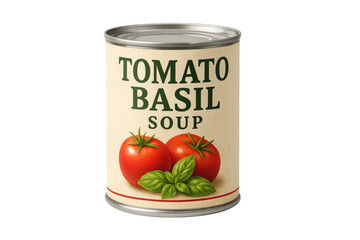 Tomato basil soup can with transparent background
