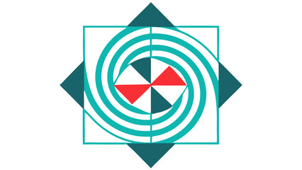 Geometric abstract design with swirling lines and triangles