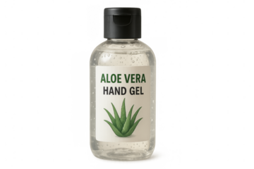 Aloe vera hand gel bottle isolated on transparent background