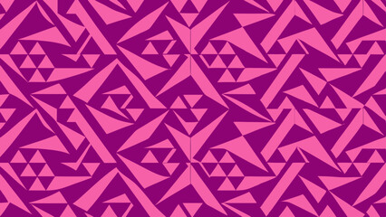 Geometric abstract pattern with pink and purple triangles and sharp shapes