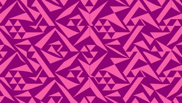 Geometric abstract pattern with pink and purple triangles and sharp shapes