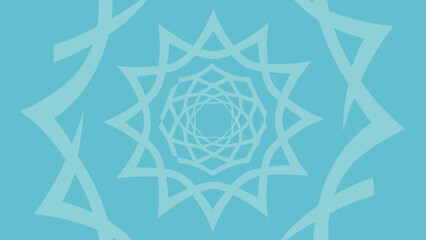 Abstract geometric mandala pattern with repeating star shapes in calming blue tones