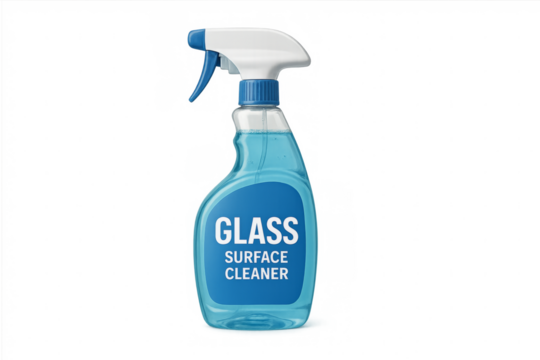 Glass surface cleaner spray bottle isolated on transparent background