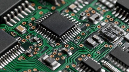 Circuit Board with Chips and Components