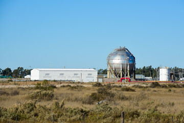 Industrial facilities of the Argentine petrochemical industry, Patagonia, Argentina.