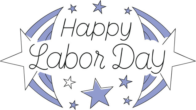 Celebrate labor day with festive hand lettered greetings on a starry patriotic background design featuring bold typography and a vibrant color palette for holiday celebrations
