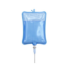 Isolated Transparent IV Bag on a Black Background
