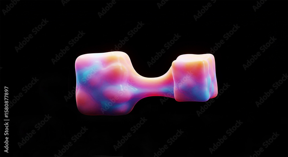 Poster abstract blob morphing into soft cube in mid air.ai generated