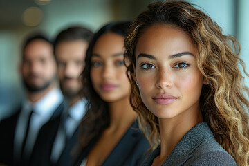 Obraz premium Successful Business Team Standing Behind Their Leader