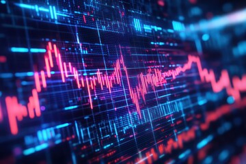 Stock market chart with red candlesticks
