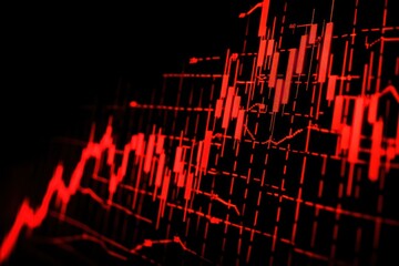 Stock market chart with red candlesticks