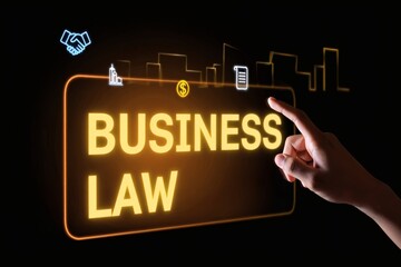Business Law Concept with Glowing Text Navigating Legal Frameworks for Success