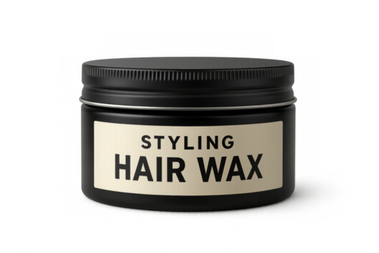 Black styling hair wax tin can packaging mockup on transparent background