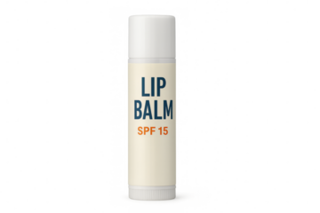 White lip balm with spf 15 protection on transparent background