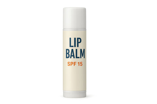White lip balm with spf 15 protection on transparent background