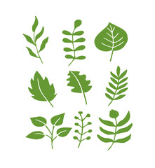 Doodle vector spring set of floral shapes leaf simple black cute summer set