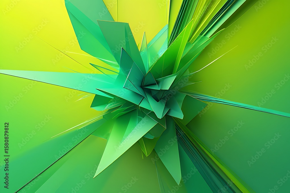 Poster sharp green geometric abstract explosion angular