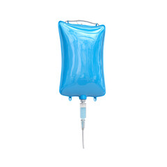 Isolated Transparent Medical Fluid Bag on Black Background
