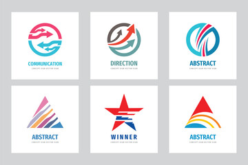 Arrows development logo set concept vector illustration. Business trend strategy icon collection. Graphic design elements.