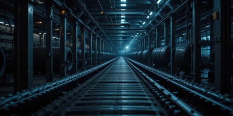 Fototapeta premium Utilizing darker themes and colours to further emphasise that this is not just an assembly line but a serious production