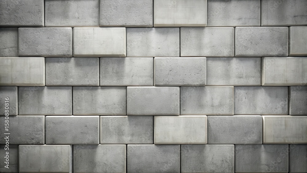 Poster textured concrete block wall background a seamless pattern of grey and white rectangular blocks with