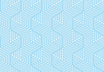 Abstract geometric pattern. A seamless vector background. White and blue ornament. Graphic modern pattern. Simple lattice graphic design