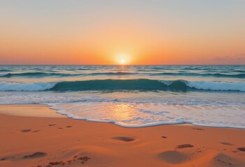  Bold Abstract Beach A Modern Take on a Tropical Sunset, Featuring Bold Shapes and a Warm Orange Palette.