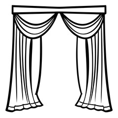 Elegant Window Curtains Vector Illustration