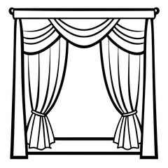 Elegant Window Curtains Vector Illustration