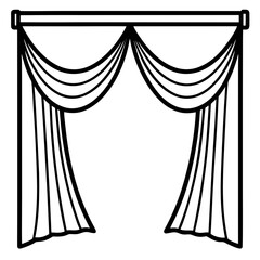 Elegant Window Curtains Vector Illustration