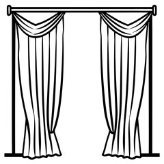 Elegant Window Curtains Vector Illustration