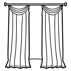 Elegant Window Curtains Vector Illustration