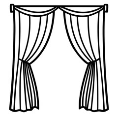 Elegant Window Curtains Vector Illustration