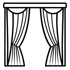 Elegant Window Curtains Vector Illustration