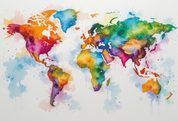  Global Dreams A Watercolor World Map Beckons with Vibrant Hues and Artistic Flair