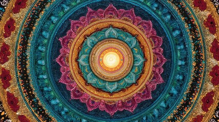 Fototapeta premium Vibrant Colorful Mandala Pattern Spiritual Art Design