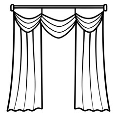 Elegant Window Curtains Vector Illustration