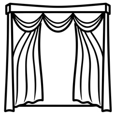 Elegant Window Curtains Vector Illustration