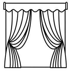 Elegant Window Curtains Vector Illustration