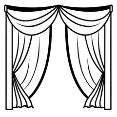 Elegant Window Curtains Vector Illustration
