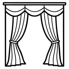 Elegant Window Curtains Vector Illustration