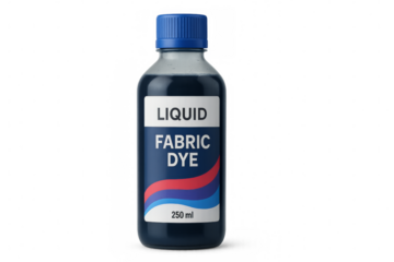 Liquid fabric dye bottle with transparent background for easy editing