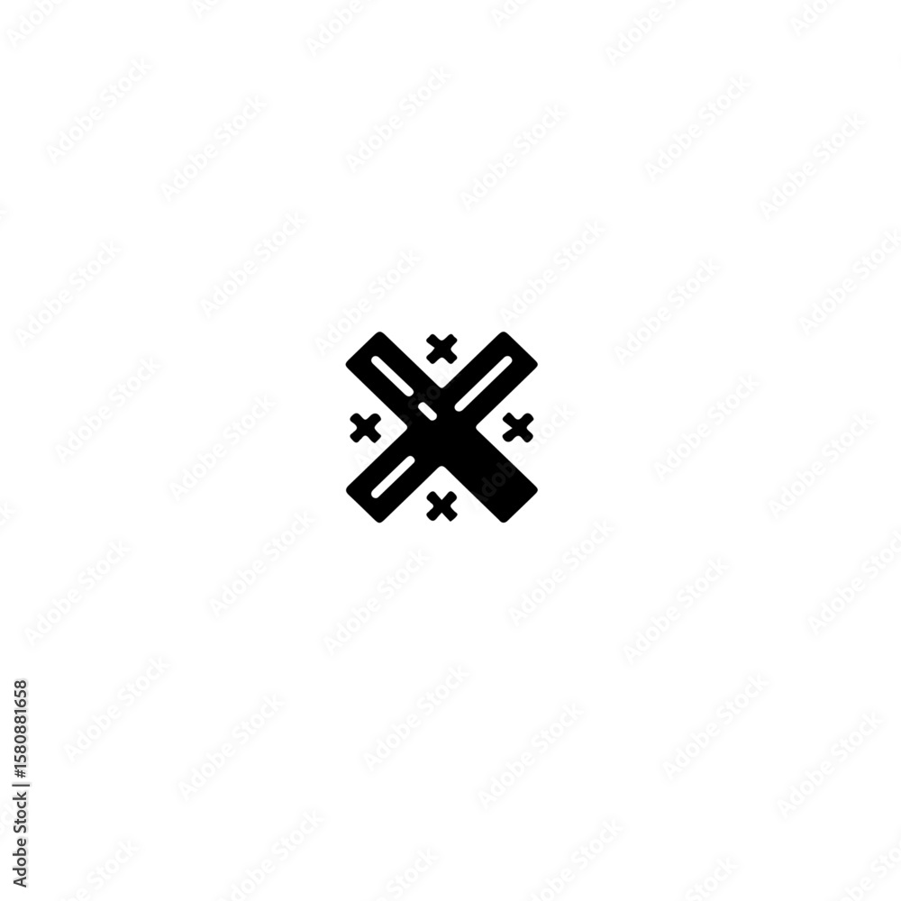 Poster 3d golden snowflake made of spheres in abstract symbol design