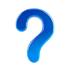 Fototapeta premium A shiny blue question mark isolated on a black background
